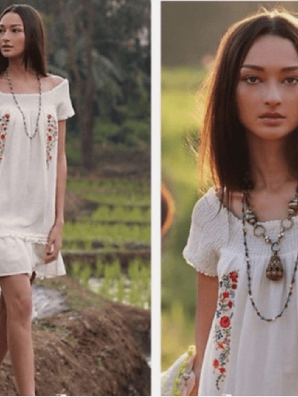 Moulinette Soeurs Anthropologie' Cream Embroidered Boho Dress